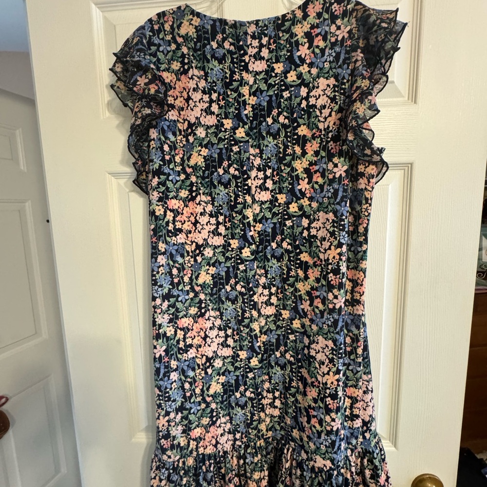 Tommy Hilfiger Navy Floral dress with Pink and Blue Blooms